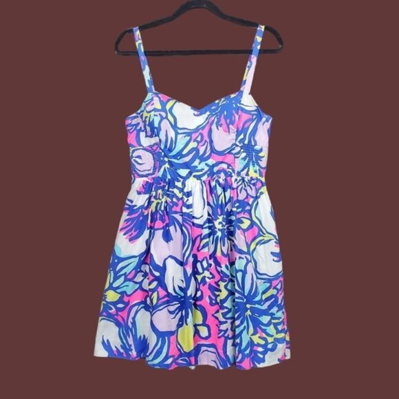 Lilly Pulitzer Womens Purple Catwalkin Tropical Print Christine Dress Size 10 - Picture 5 of 8